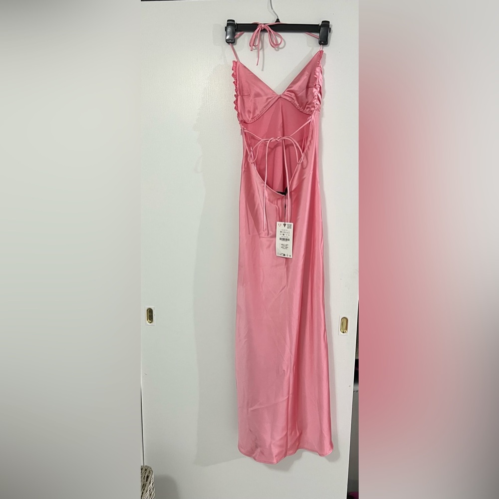 Zara Pink Satin Chemise - Picture 3 of 12